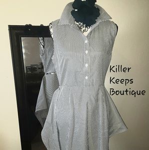 Self Light Blue and White Striped Yacht Dr…